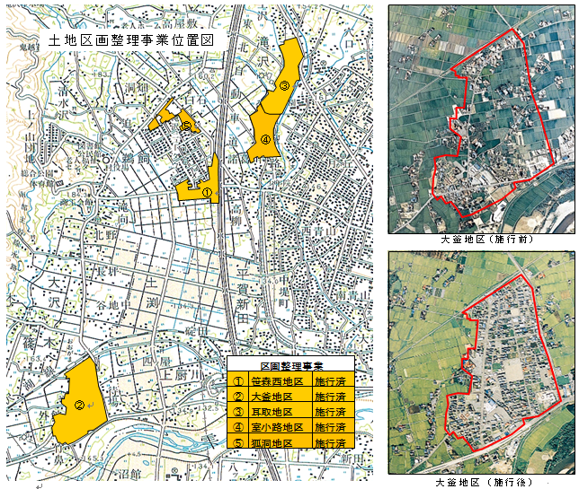 滝沢氏の土地区画整理事業位置図