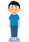 体重を計る男性のイラスト