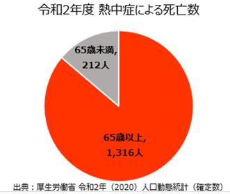 熱中症により年代別死亡率の円グラフ