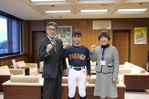 意気込む盛岡姫神リトルシニア所属の熊谷 琉生（くまがい るい）さん（滝沢南中2年）