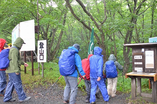 登山口から登山に挑む参加者