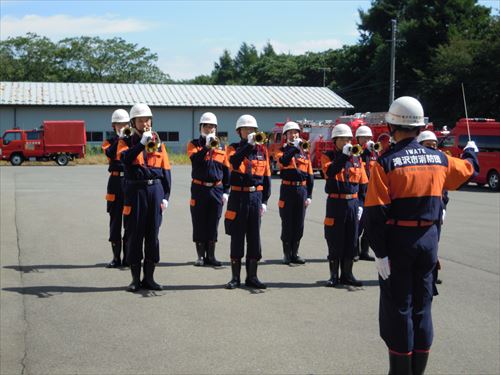 「いわて純情米県北広域集出荷センター結」で行われた火災防御訓練の様子