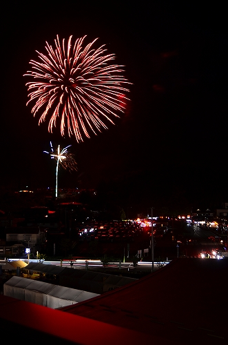 夜空に打ちあがる花火の様子