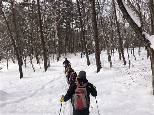 冬の鞍掛山麓探索スノーシューウォークイベントの様子1