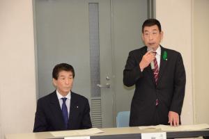 柳村滝沢村長と山谷滝沢村議会議長の挨拶