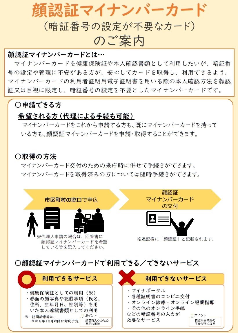 顔認証マイナカードパンフレット